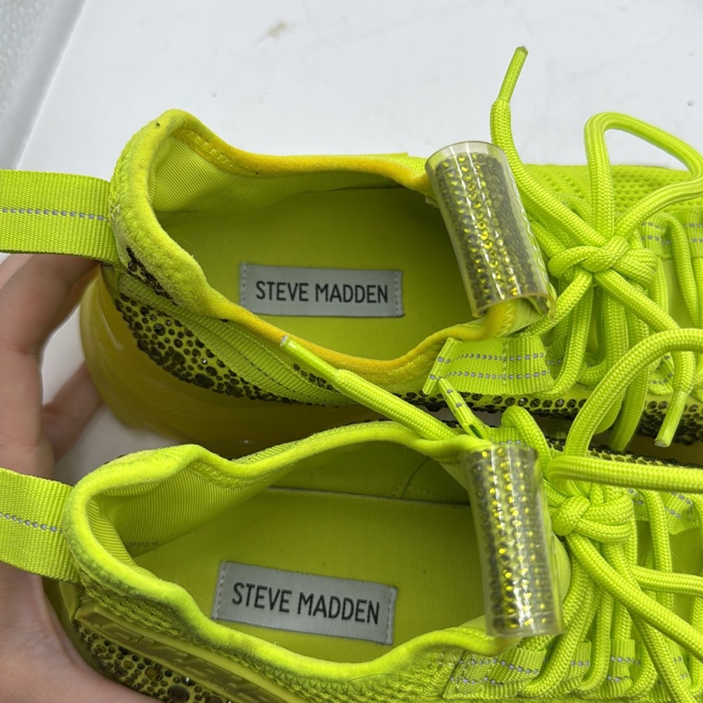 Steve Madden Maxima Athletic Shoes Sneakers Yellow Green Bedazzled Jewel Women 9 - Picture 14 of 14